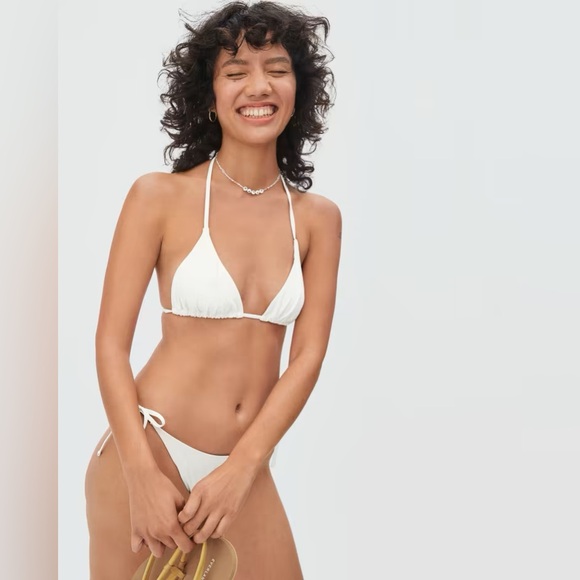 Everlane Swim string bikini top, low bottom - white M NWOT - Picture 3 of 6